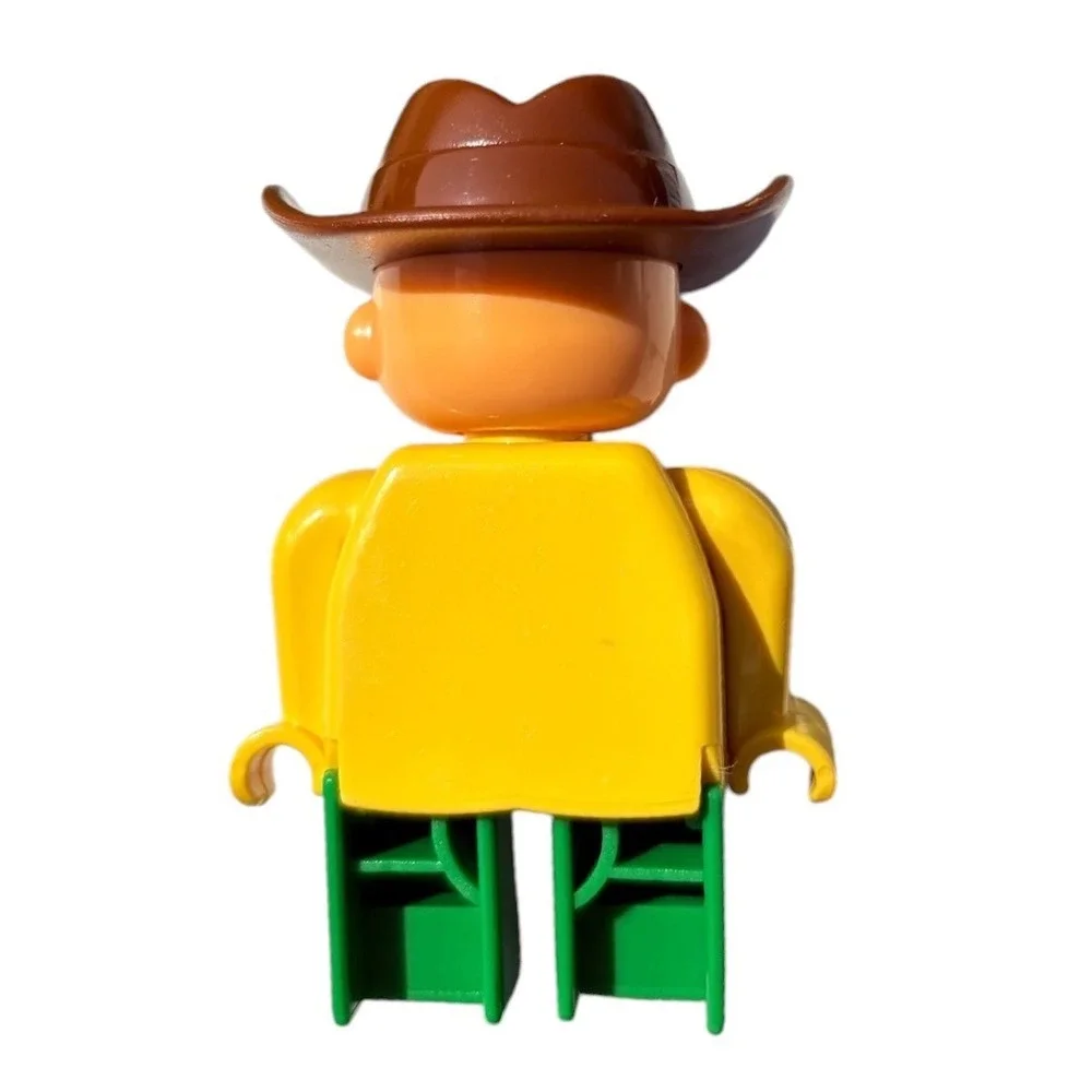 Vintage 90s Duplo Lego Figure Oxford Cowboy Farmer Green Overalls Town Community
